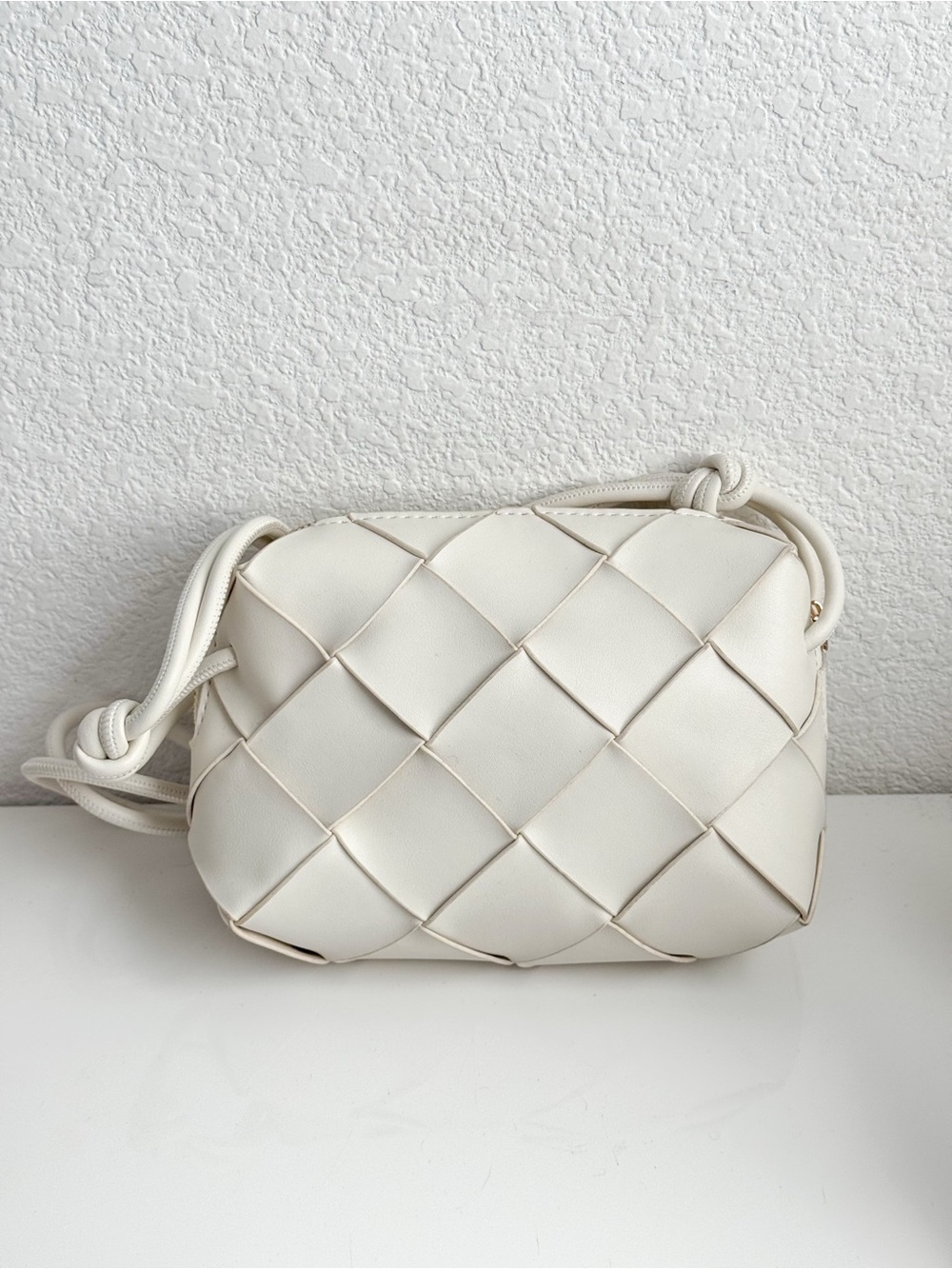 White Woven Crossbody Bag -